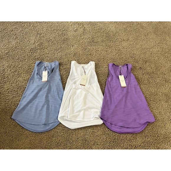 New bundle 3 CALIA Women's Twist Back Tank top Size XXS  Color peri dusk , white - Picture 1 of 10
